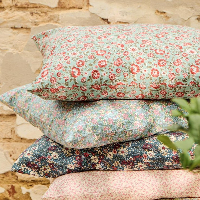 Ib Laursen - Pudebetræk 60cm Turkis, rust, grøn blomster