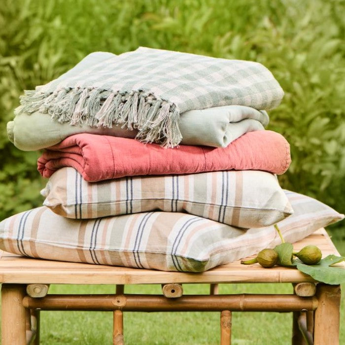 Ib Laursen - Hørfarvet pudebetræk m/ striber 50x70cm