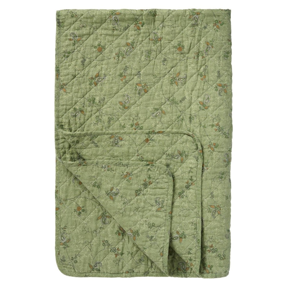 Ib Laursen - Quilt grøn m/ blomsterranker
