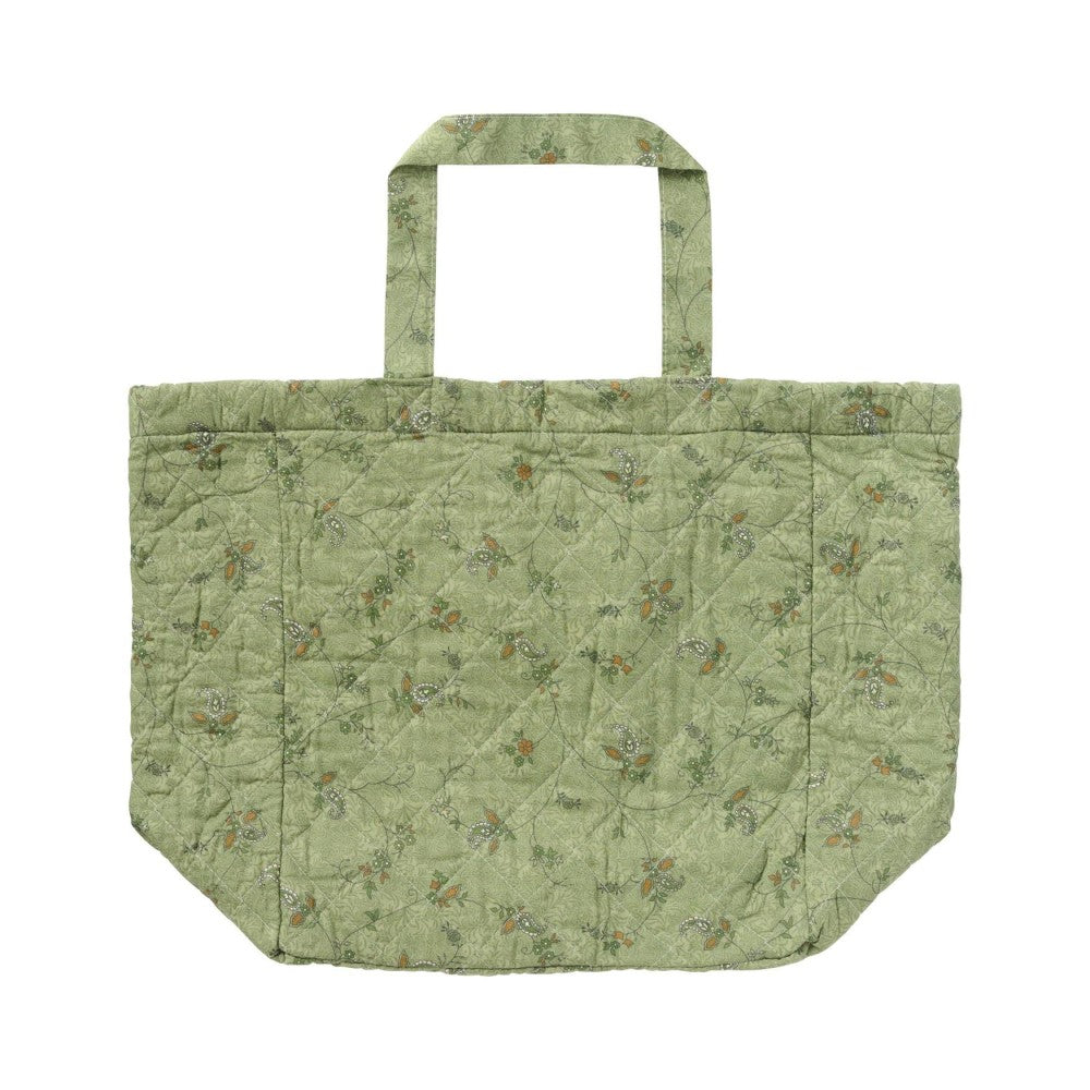 Ib Laursen - Quiltet taske grøn m/ blomster