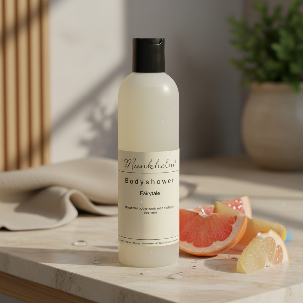 Munkholm Fairytale Body Shower med grape og pomelo i Nordic spa setting