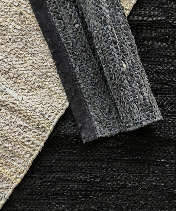 Rug Solid læder gulvtæppe - Grå