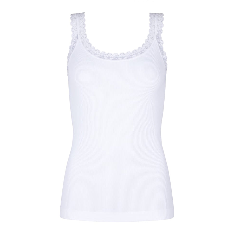 Frida rib top m/blonde Hvid