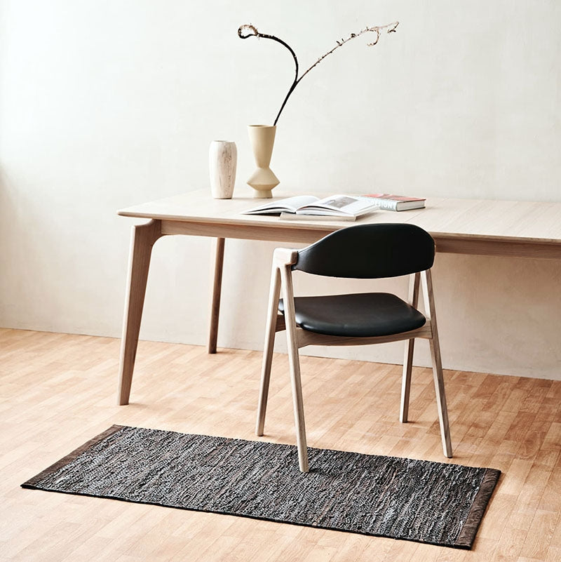 Rug Solid læder gulvtæppe - Brun