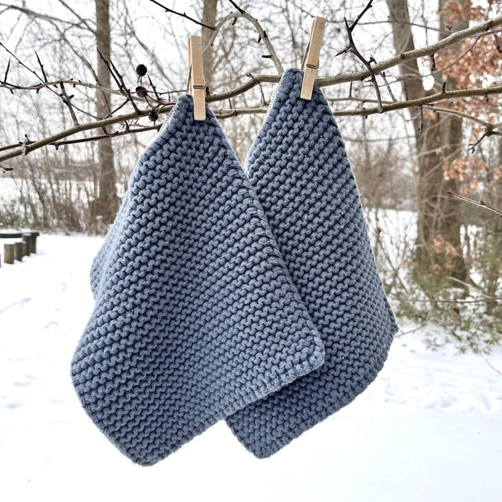 Strikket grydelapper fra Solwang Design