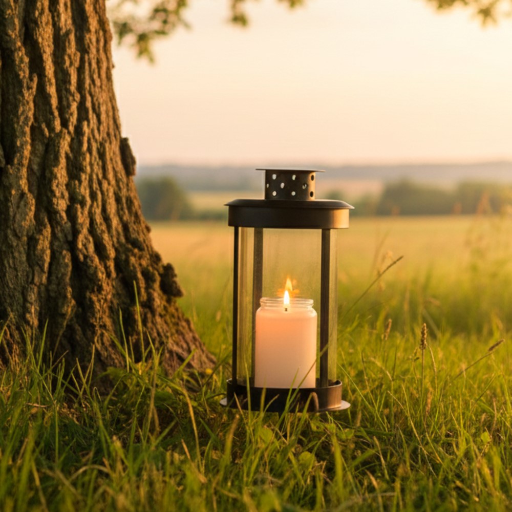 Sort Lys lygte med spyd og glas indsats