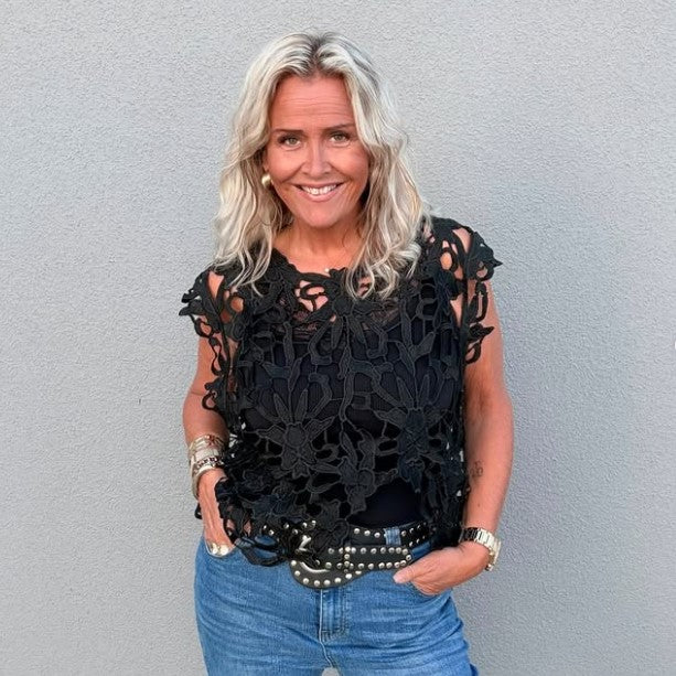 Tim & Simonsen Gudrun Lace Top - sort