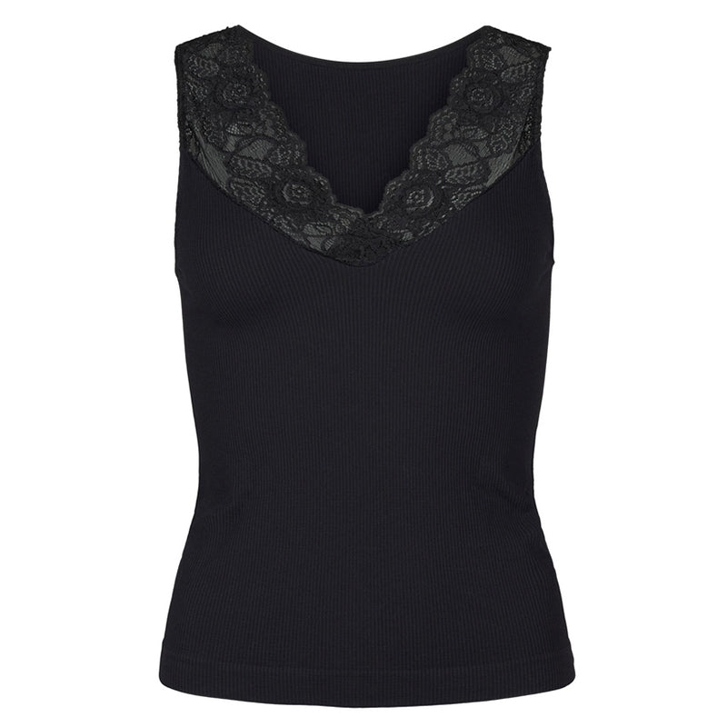 Belen ribtop V-blonde - sort