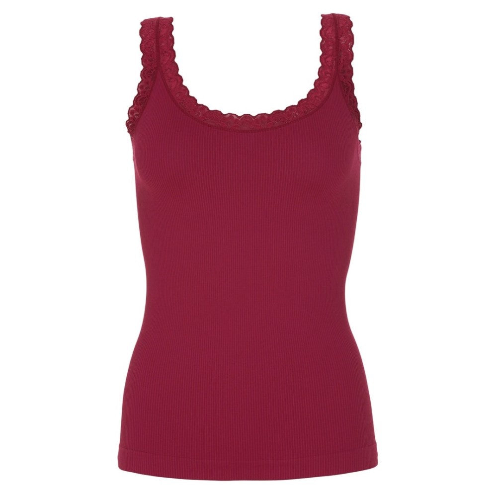 Frida rib top m/blonde - Bordo
