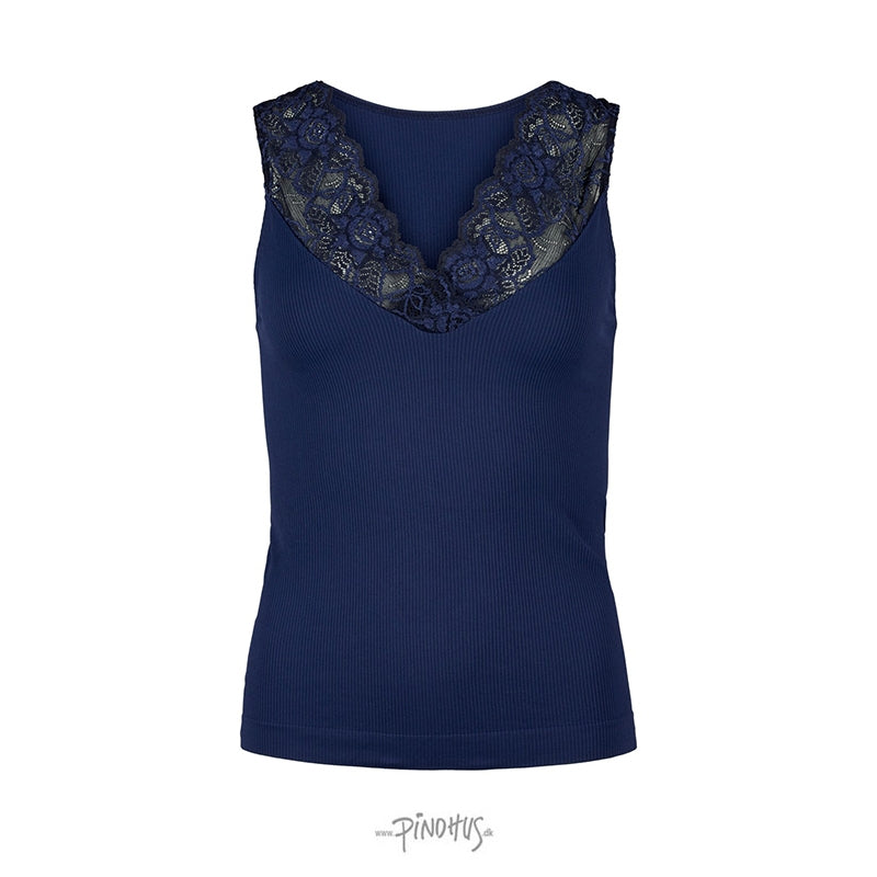 Belen ribtop V-blonde - marine
