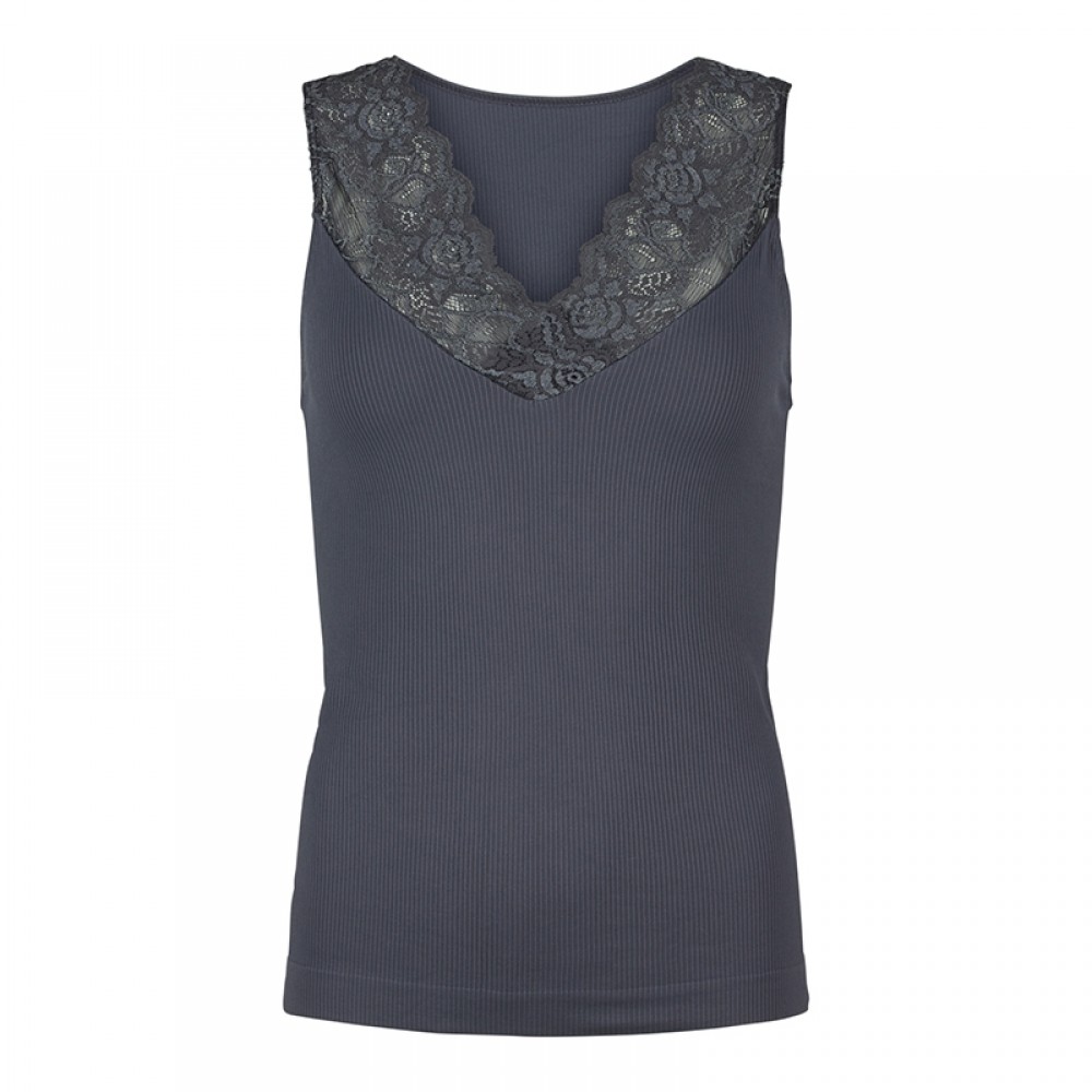 Belen ribtop V-blonde - antracit
