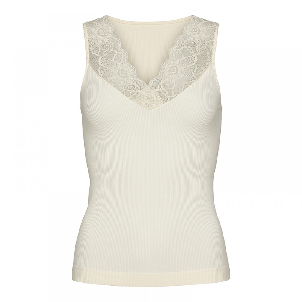 Belen ribtop V-blonde - Offwhite