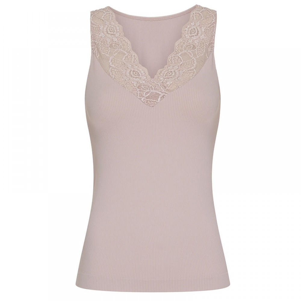 Belen ribtop V-blonde - Powder rose
