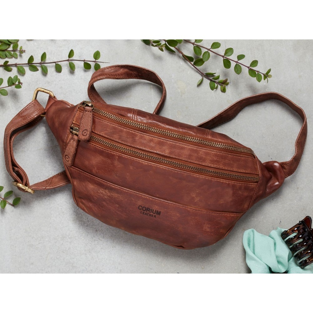 Corium - Washed Bumbag cognac