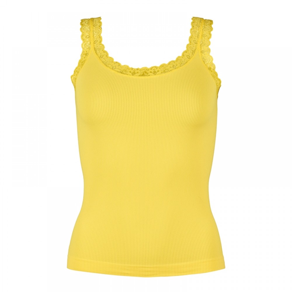 Frida rib top m/blonde Gul