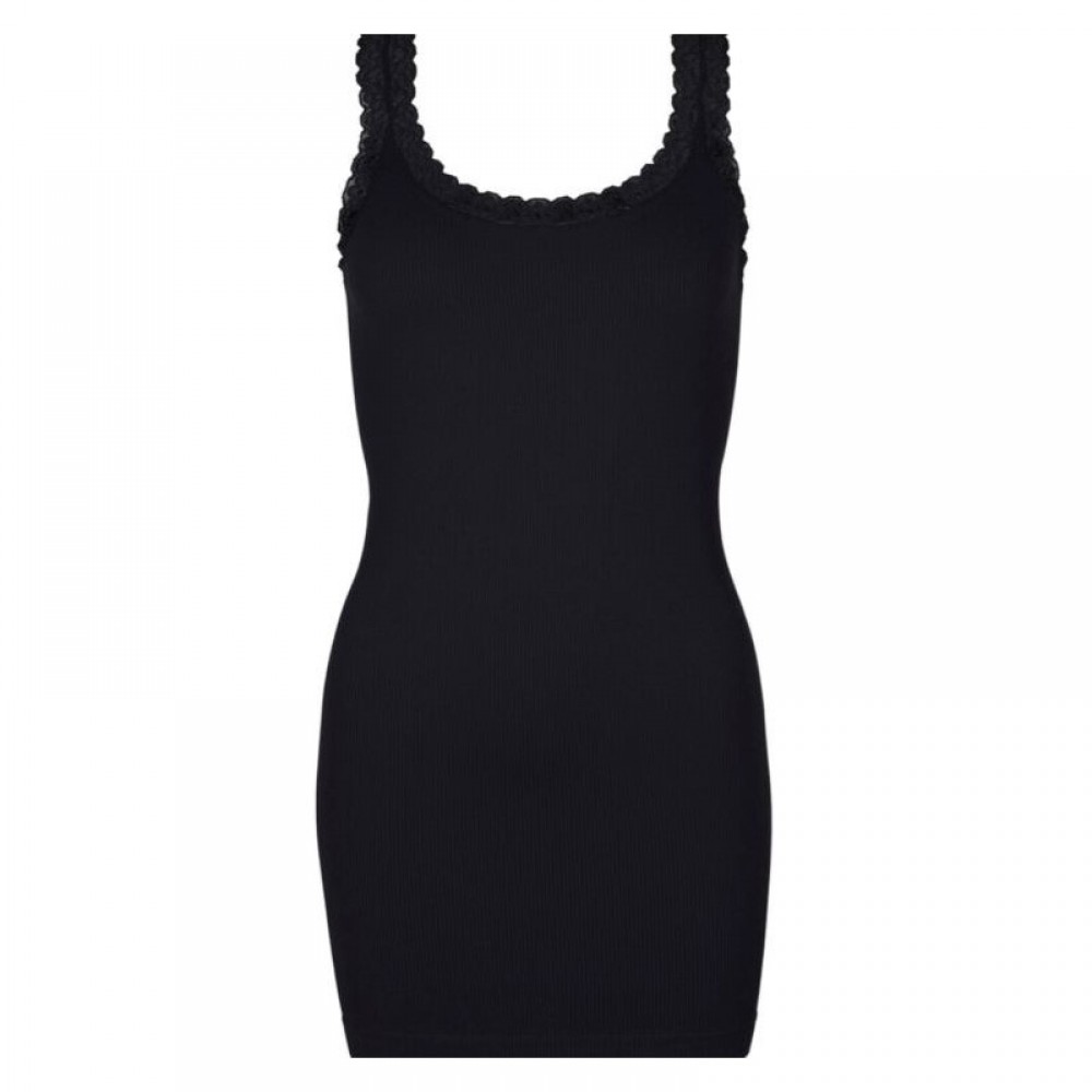Frida rib top plus model m/blonde - sort