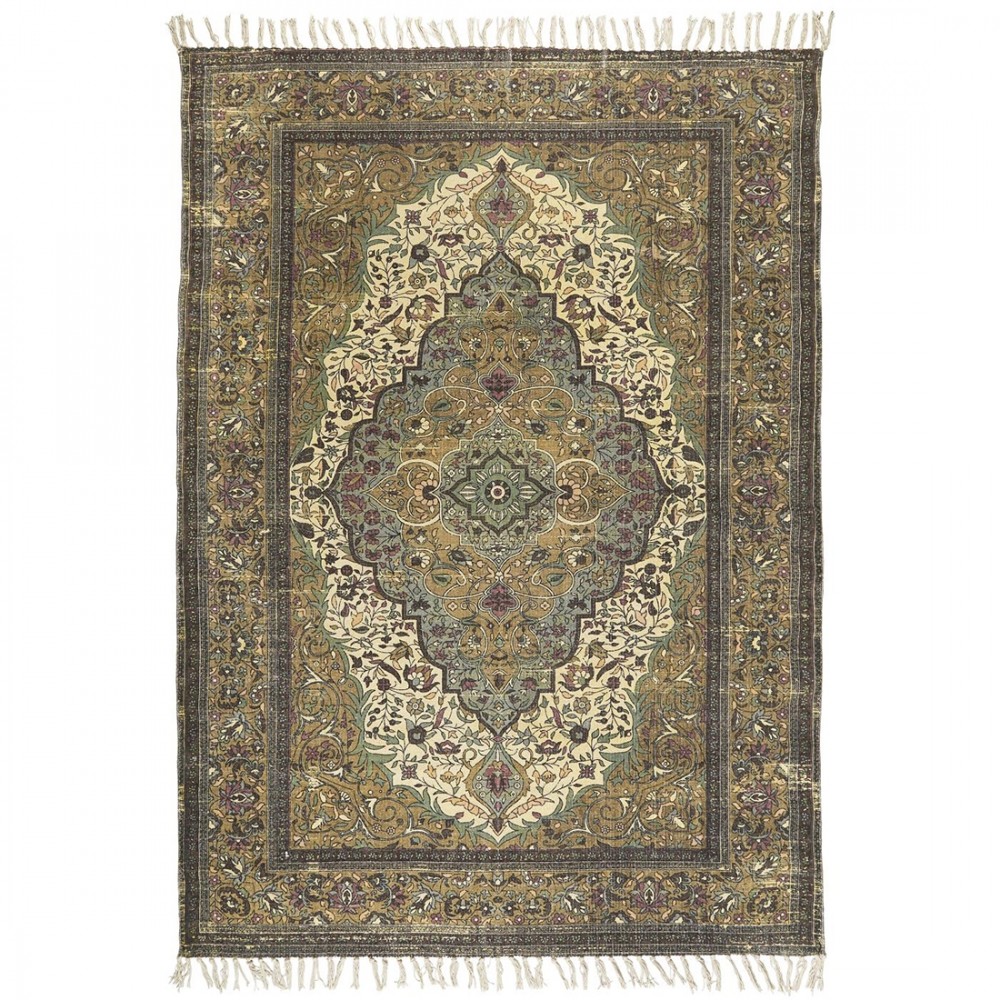 Ib Laursen - Gulvtæppe brun, grøn, bordeaux mønster 120x180cm