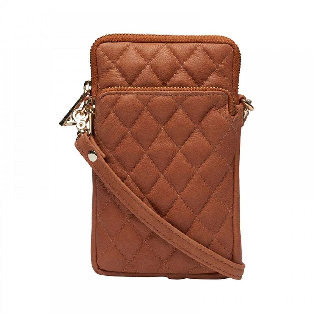 Iphone taske i cognac skind m/guld 499.- Bestil her