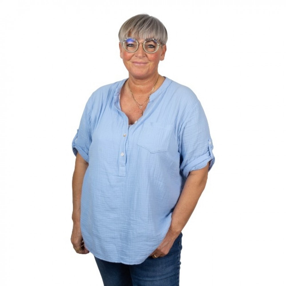 Janne K - Bomuldsskjorte lyseblå