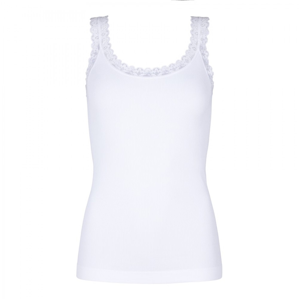 Frida rib top m/blonde Hvid