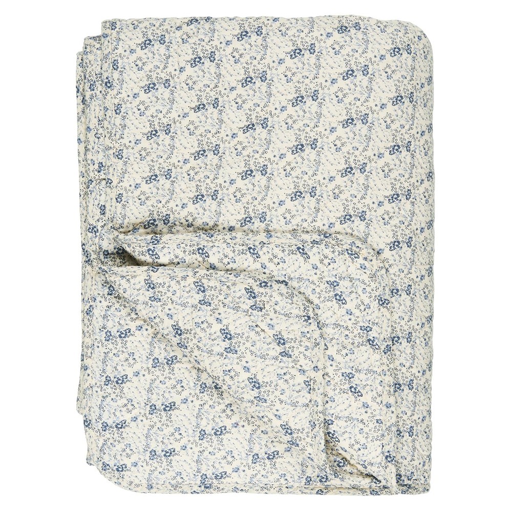 Ib Laursen - Quilt creme/blå blomst