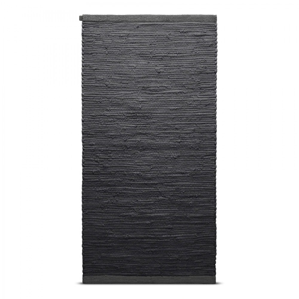 Rug Solid bomulds Kludetæppe - Charcoal