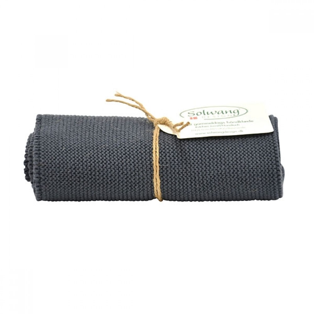 Solwang strikket håndklæde - Mørk grå