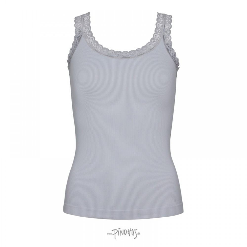 Frida rib top m/blonde lys grå