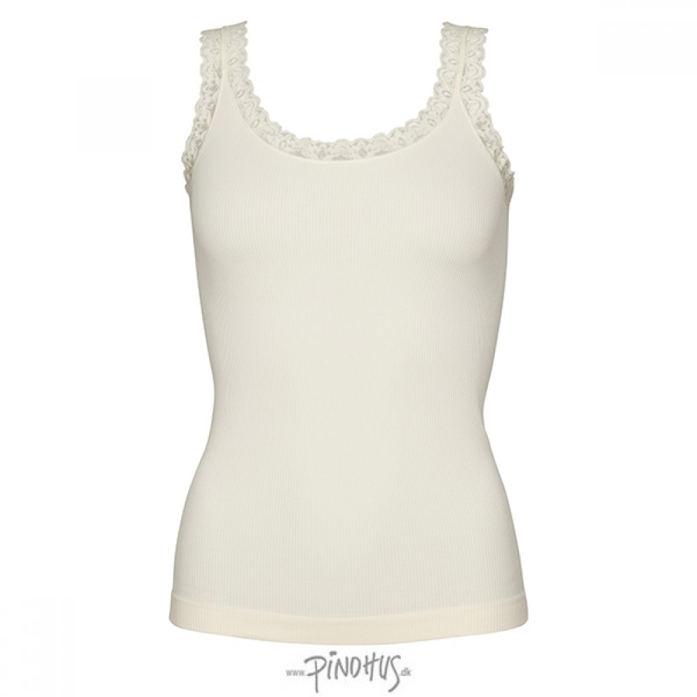Frida rib top m/blonde offwhite