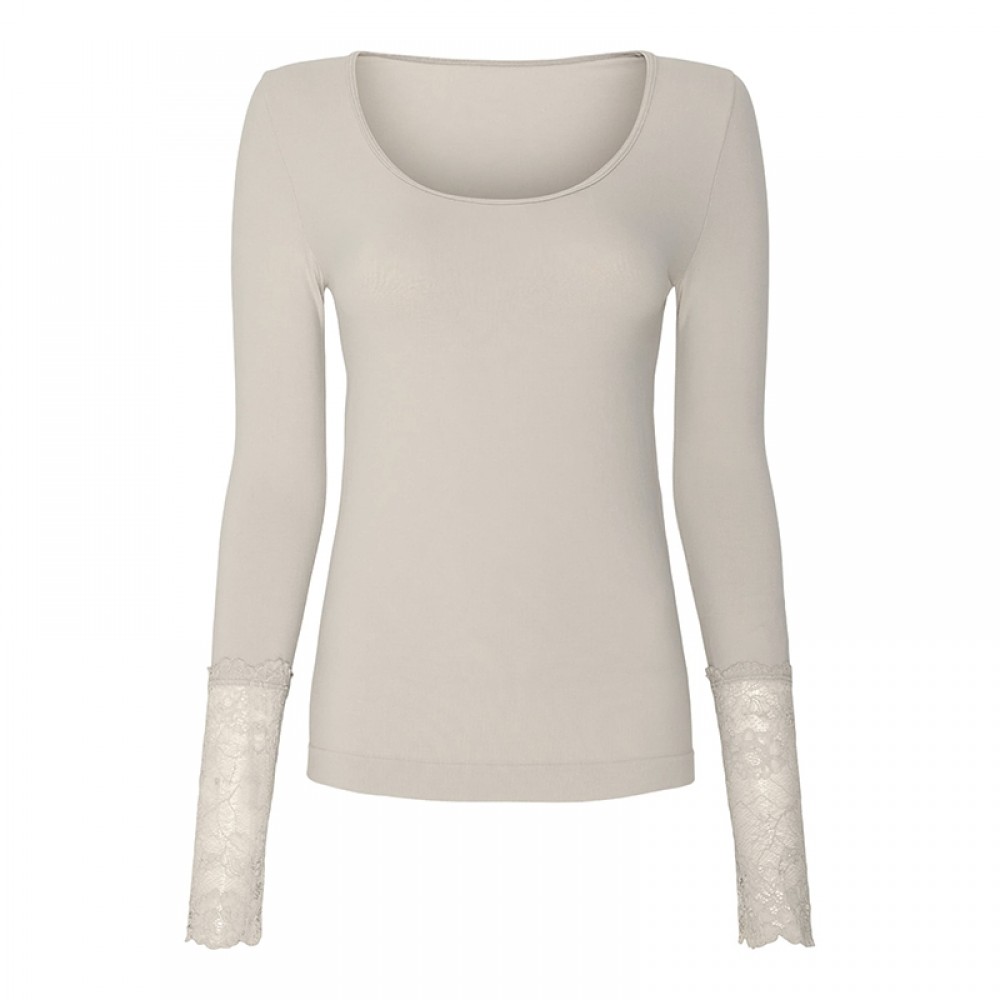 Tim & Simonsen Mary Bluse m/ blonde ærme - sand