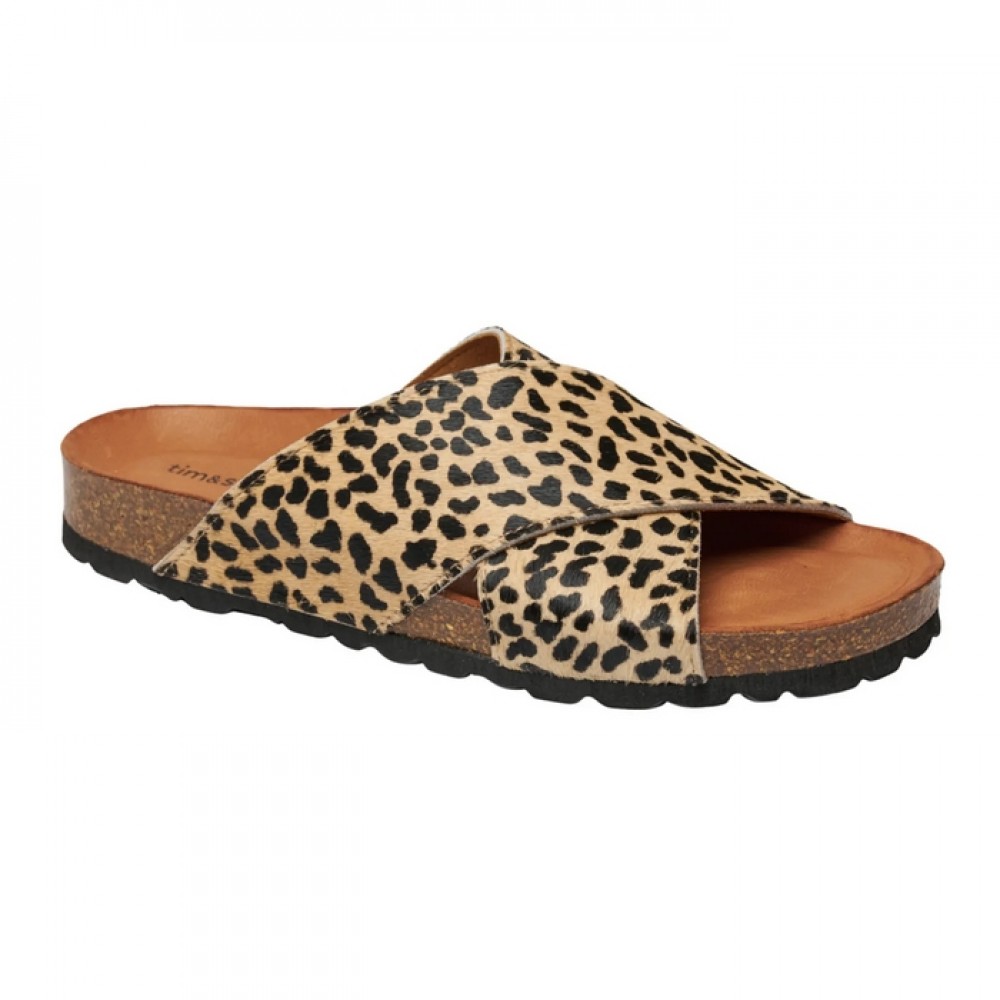 Tina sandal - Leo beige-sort (str. 37)