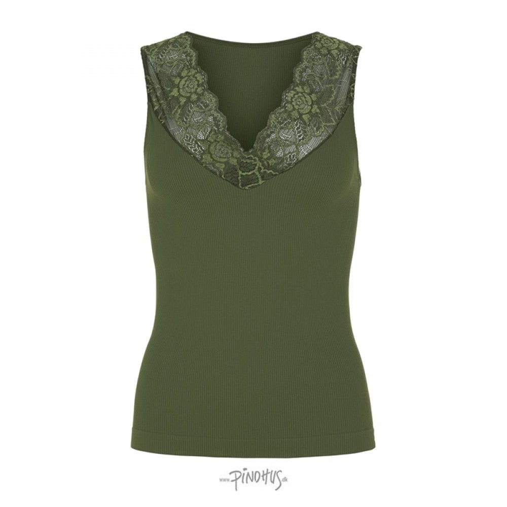 Belen ribtop V-blonde - Army