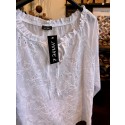 Janne K - Bomuldsskjorte broderi m/bånd hvid (L/XL)