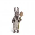 Én Gry & Sif - Grå kanin m/ smækbukser og blomst