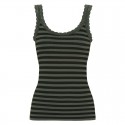 Isa rib top m/strib - Olive/sort