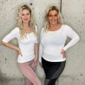 Frida rib t-shirt m/ blondekant K/Æ - hvid