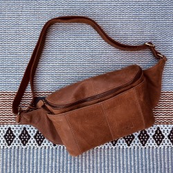 Corium Deluxe bæltetaske ægte skind - brun