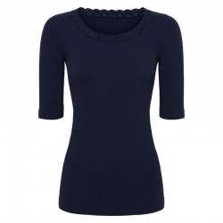 Frida rib t-shirt m/ blonde K/Æ - Marine