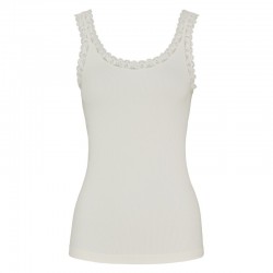 Frida rib top m/blonde - Ivory