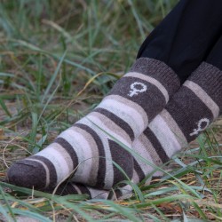 Gorridsen Design - Uld strømper Brown/rose strib (39/41)
