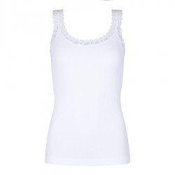 Frida rib top m/blonde Hvid