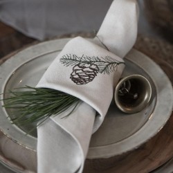Ib Laursen - 4 stk stof serviet m/ broderi