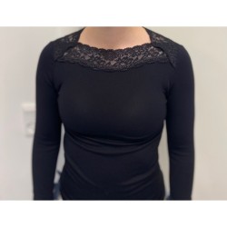 Tim & Simonsen Anita rib bluse L/Æ - sort