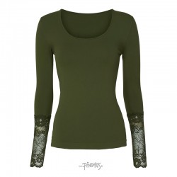 Tim & Simonsen Mary Bluse m/ blonde ærme - Army