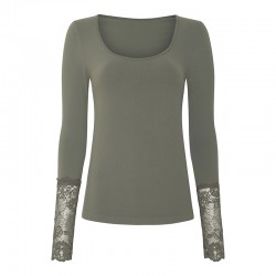 Tim & Simonsen Mary Bluse m/ blonde ærme - Olive