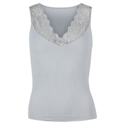 Belen ribtop V-blonde - Perla grå