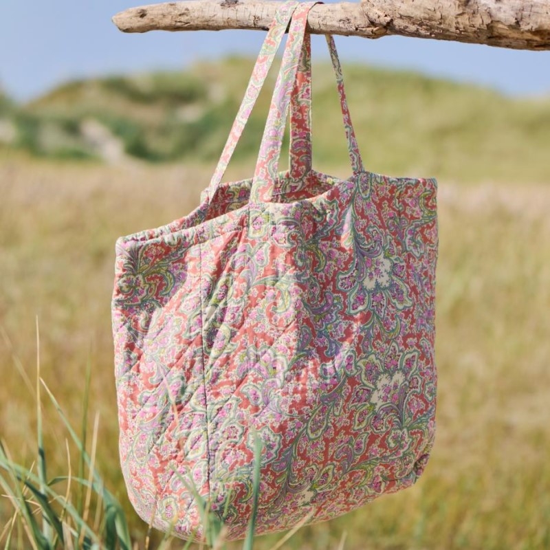 Laursen Quiltet Taske Orange Paisley Mønster