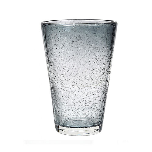 Broste Copenhagen  -  Vandglas grå - blå m/ bobler H 14cm